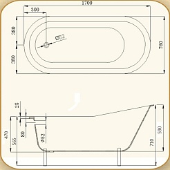 Magliezza Чугунная ванна Gracia 170x76 (ножки золото) – фотография-7